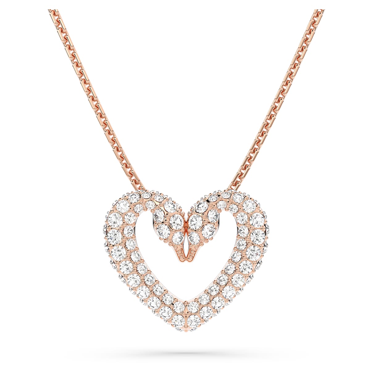 

Swarovski Colgante Una, Corazón, Mediano, Blanco, Baño tono oro rosa