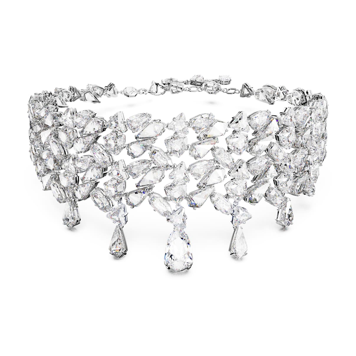 

Mesmera choker, Mixed cuts, White, Rhodium plated