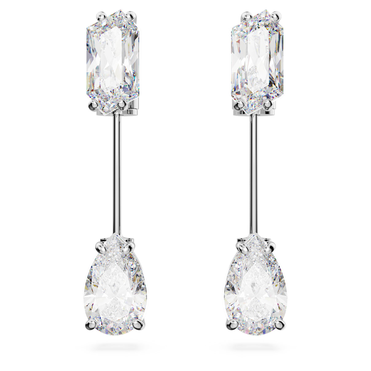 

Mesmera bar earrings, Mixed cuts, White, Rhodium plated