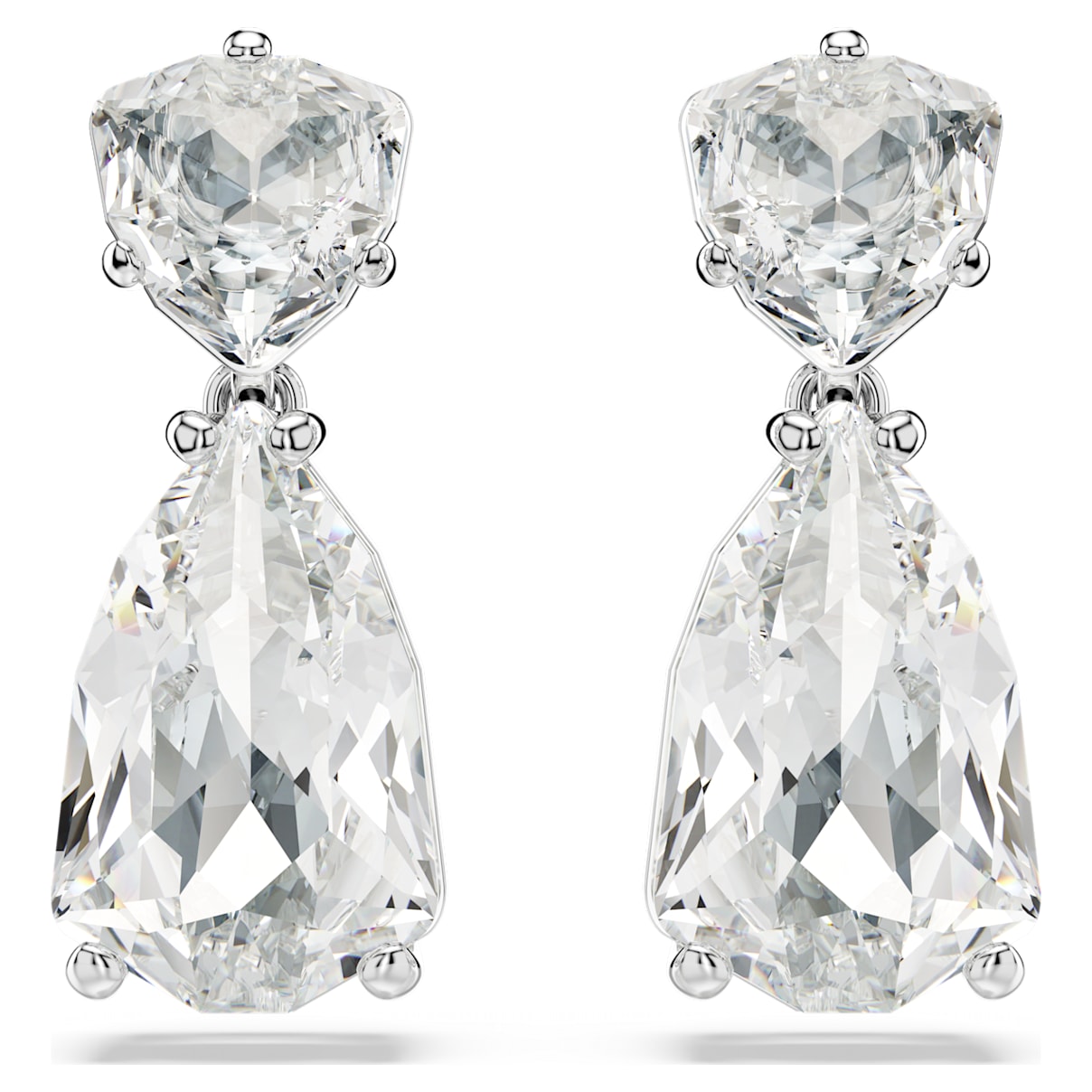 

Mesmera drop earrings, Mixed cuts, White, Rhodium plated