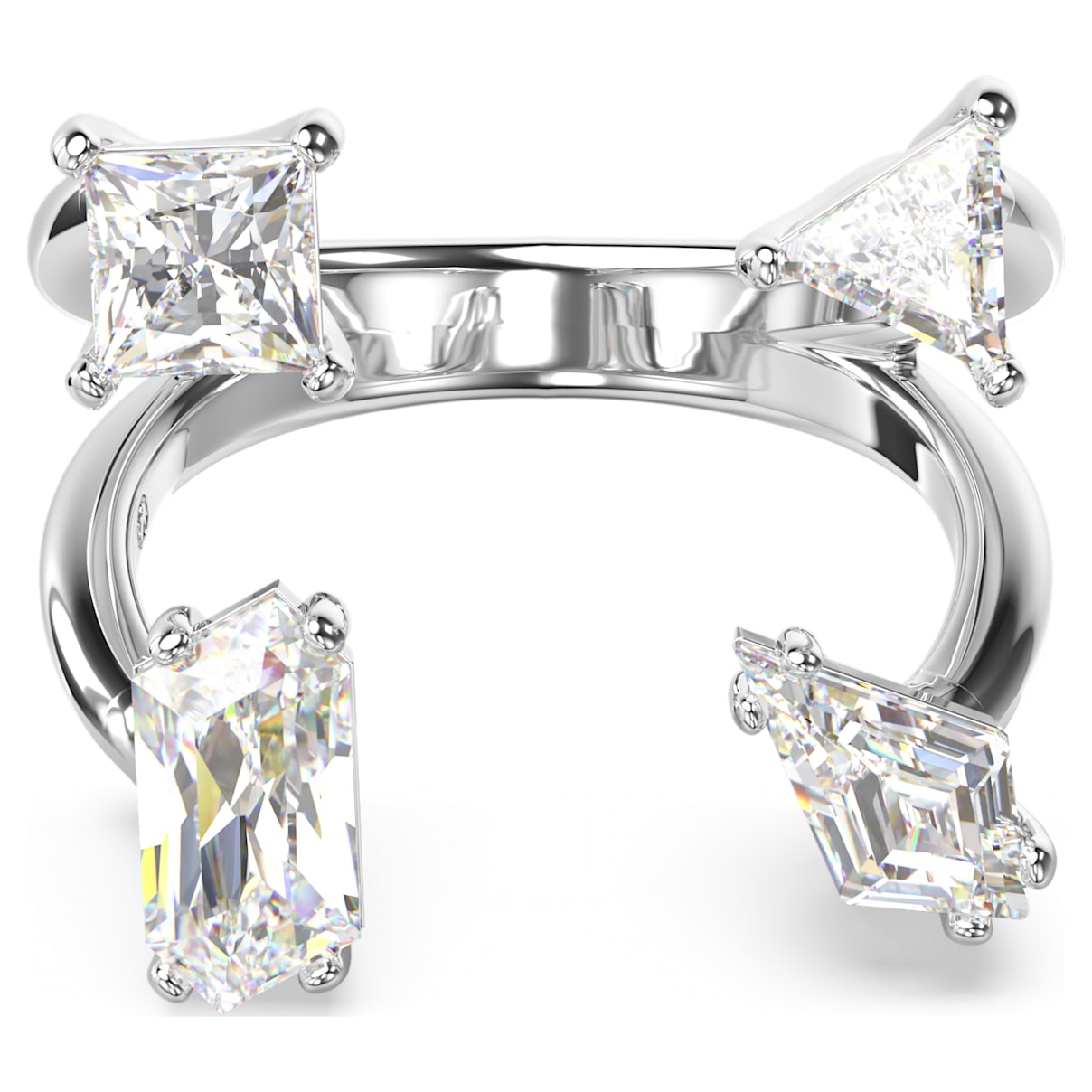 

Mesmera open ring, Mixed cuts, White, Silver-tone finish