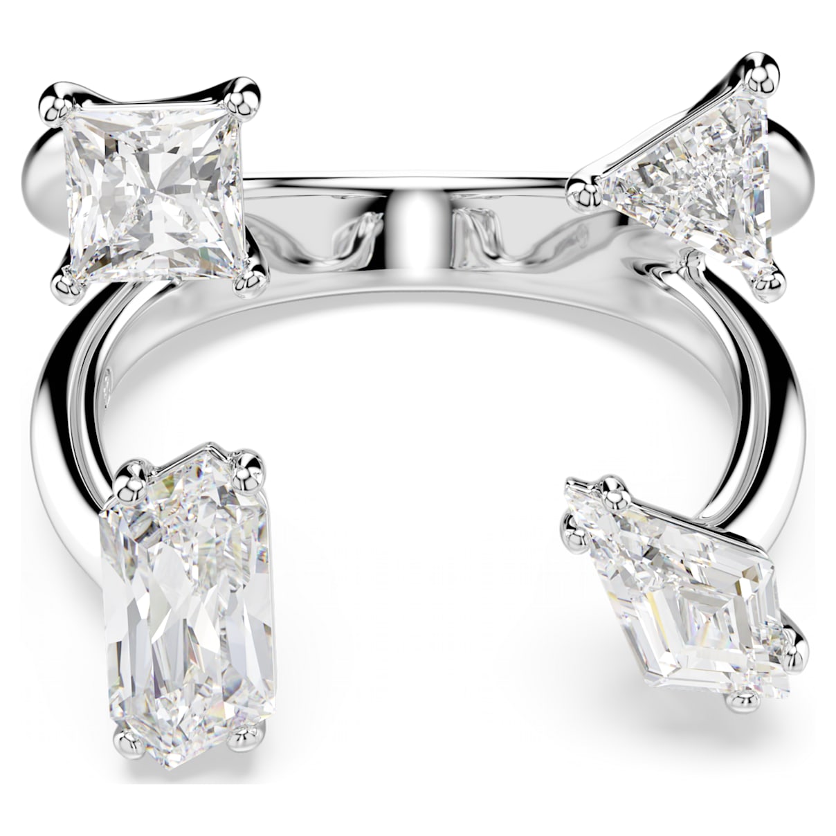 

Mesmera open ring, Mixed cuts, White, Silver-tone finish