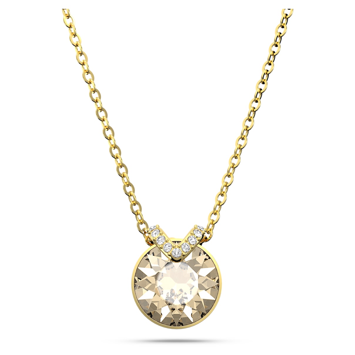 Swarovski Bella V pendant, Round cut, Gold tone, Gold-tone plated