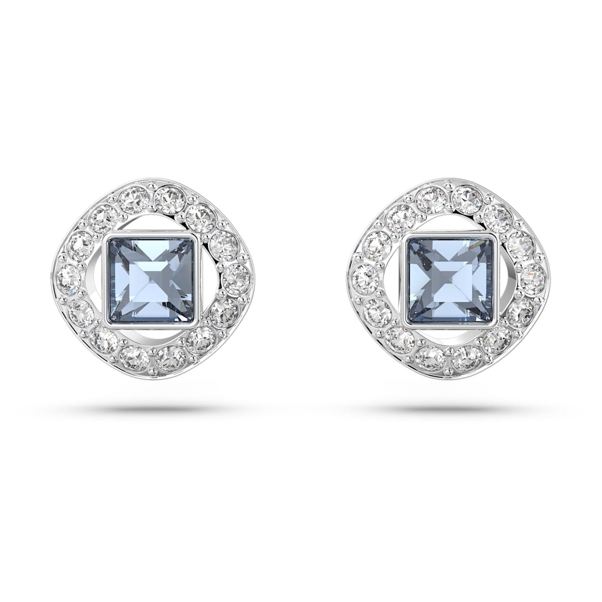 

Una Angelic stud earrings, Square cut, Blue, Rhodium plated
