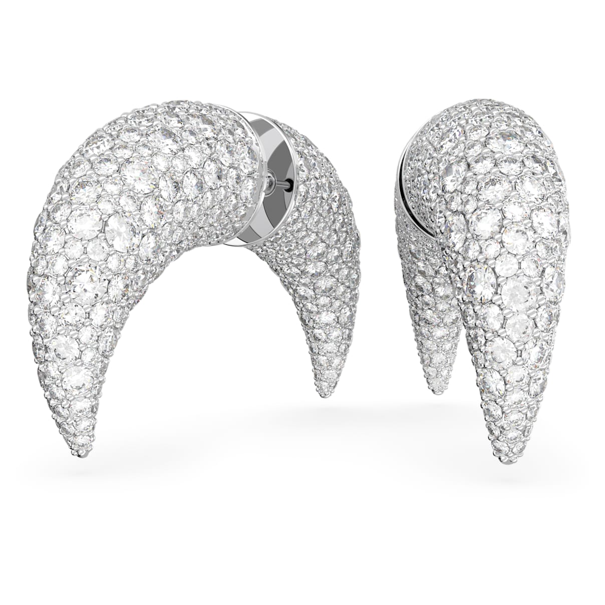 

Sublima stud earrings, Moon, Large, White, Rhodium plated