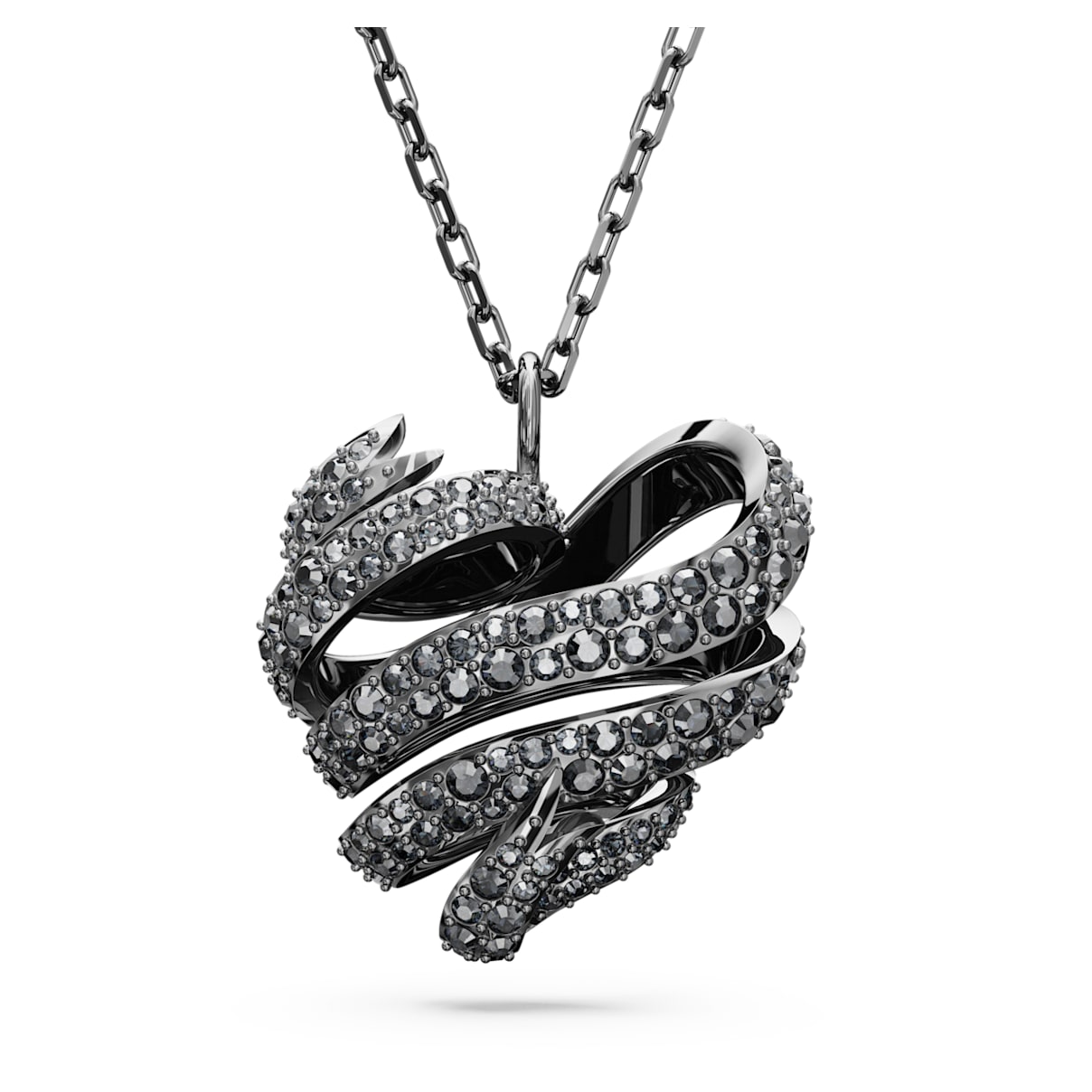 

Hyperbola pendant, Heart, Small, Black, Ruthenium plated