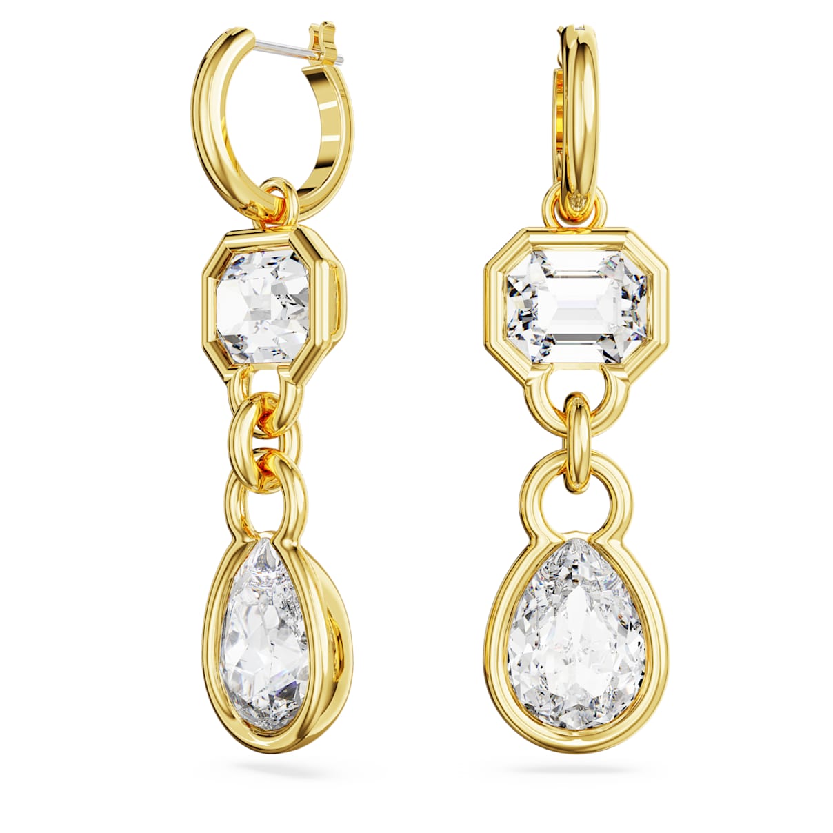 

Imber drop earrings, Mixed cuts, White, Gold-tone plated