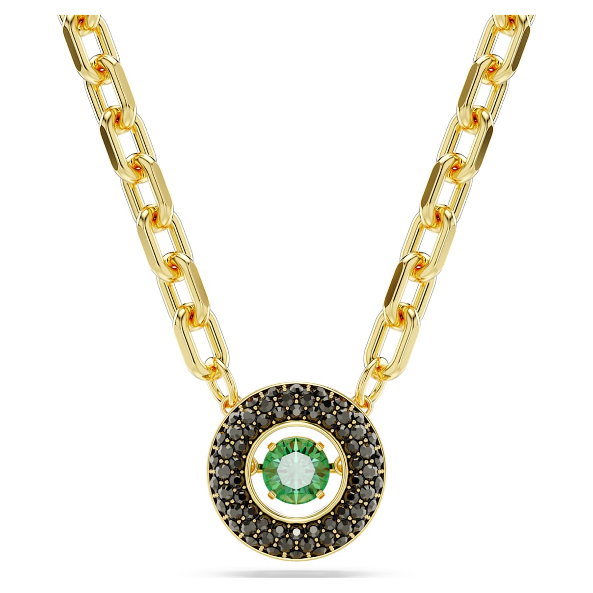 Una pendant, Green, Gold-tone plated