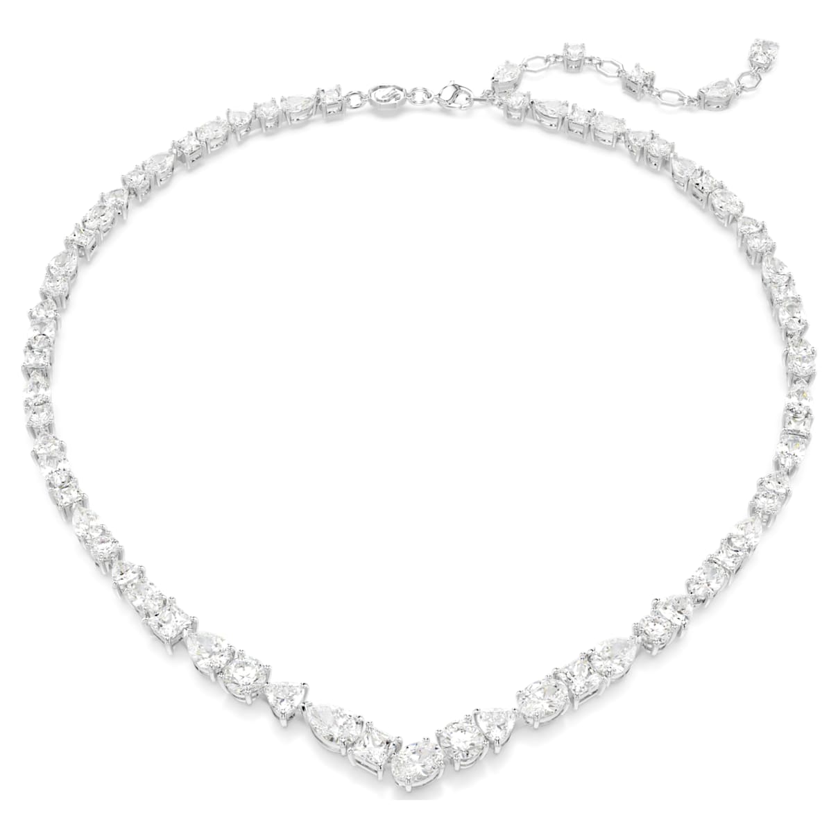 Mesmera ketting, Verschillende slijpvormen, Wit, Rodium toplaag