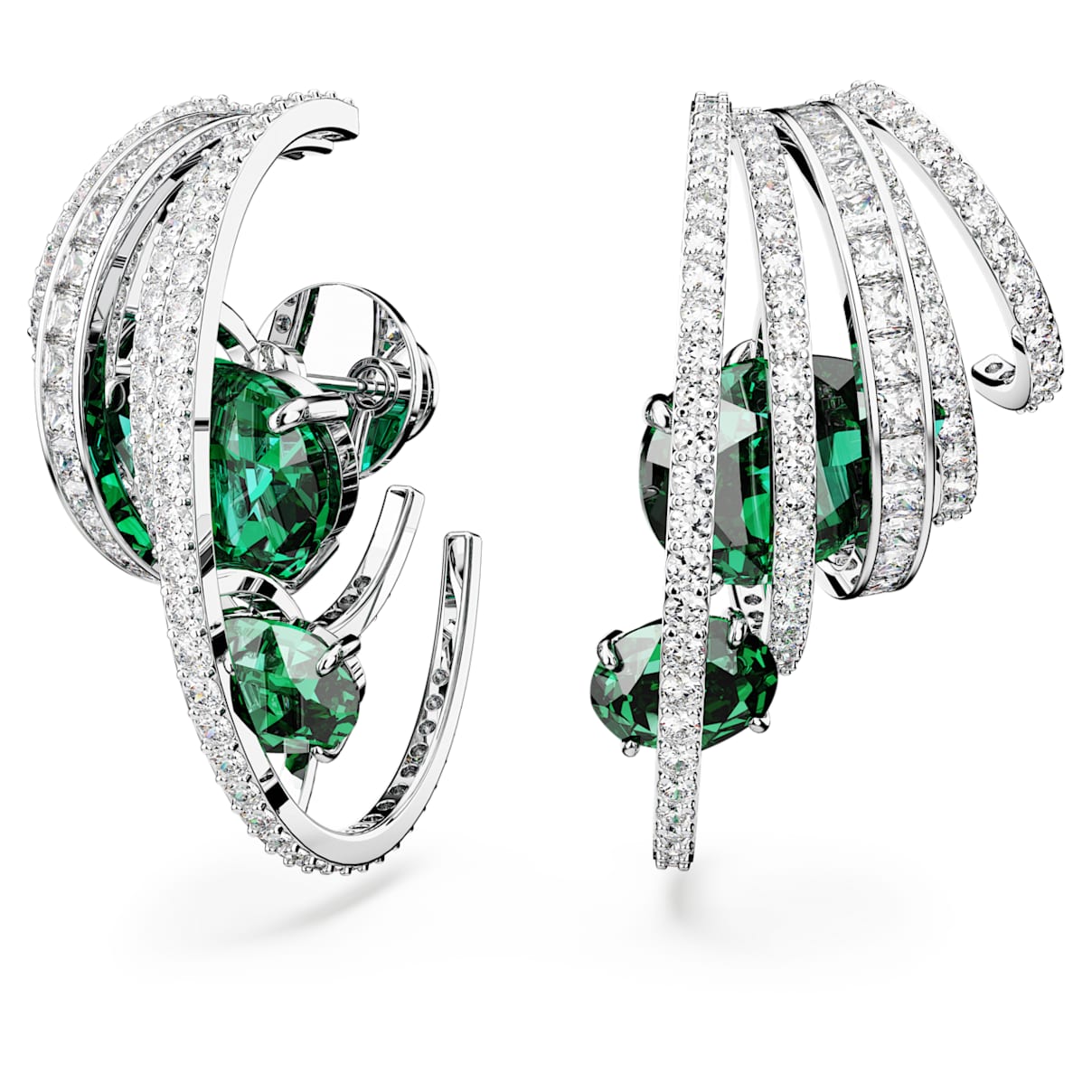

Boucle d'oreille manchette Hyperbola, Tailles variées, Vert, Métal rhodié