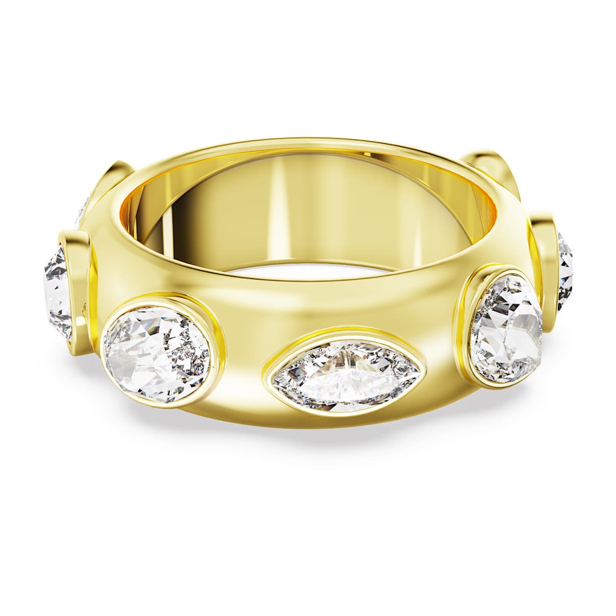 Imber ring, Mixed cuts, White, Gold-tone plated