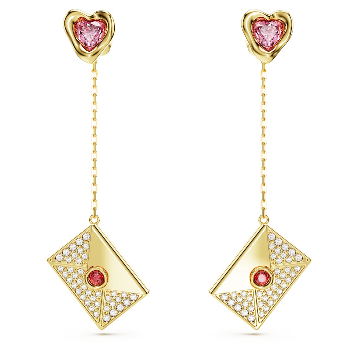 

Letra drop earrings, Love letter, Multicolored, Gold-tone plated