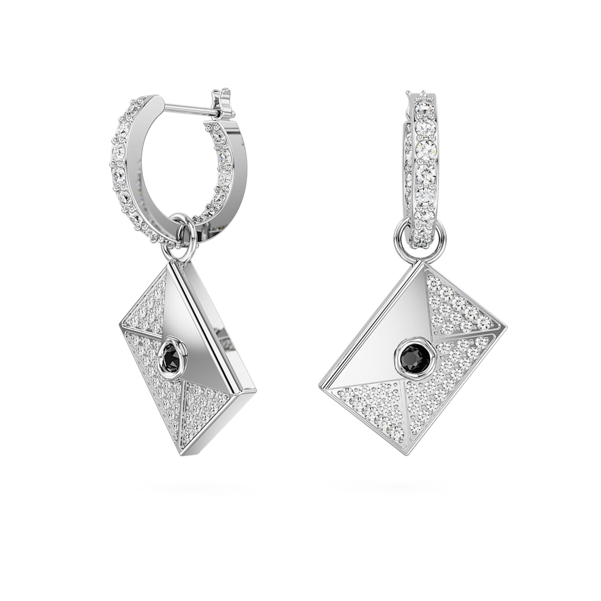 

Letra drop earrings, Love letter, White, Rhodium plated