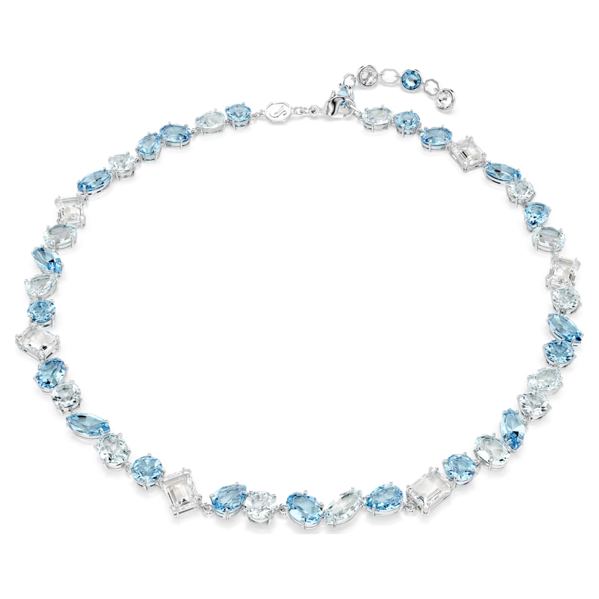 

Collana Gema, Taglio misto, Blu, Placcato rodio