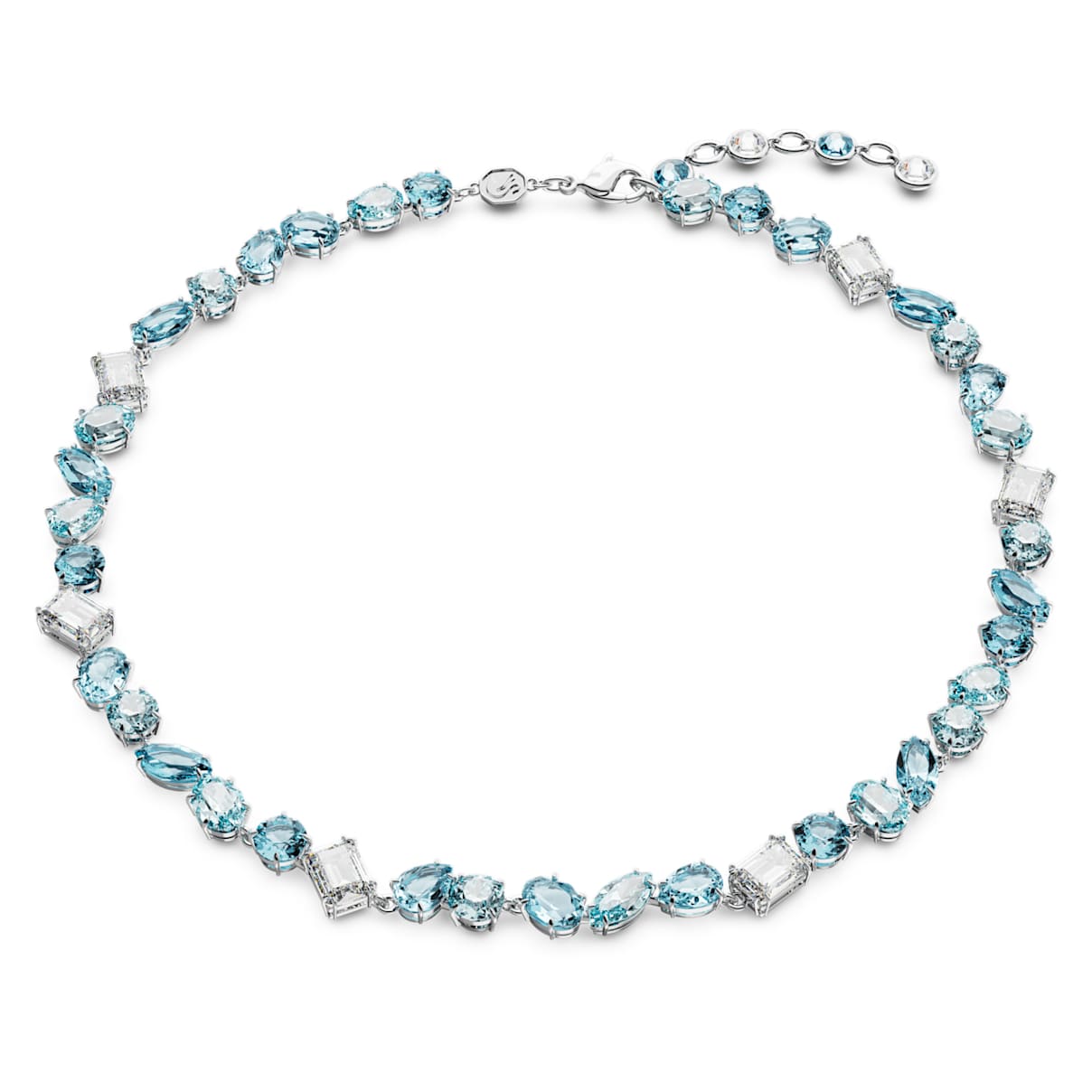 

Gema necklace, Mixed cuts, Blue, Rhodium plated