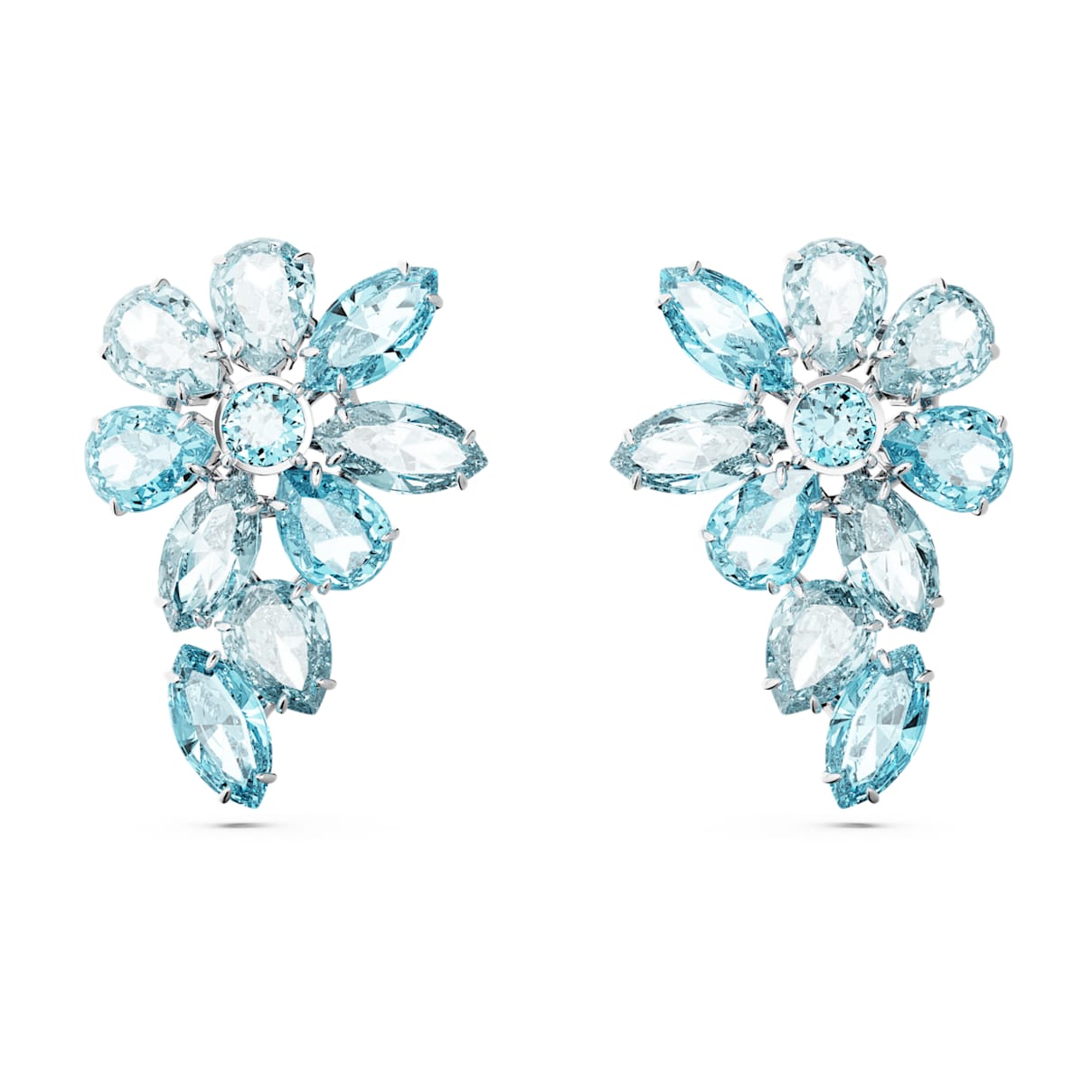 

Pendientes Gema, Tallas mixtas, Flor, Azules, Baño de rodio