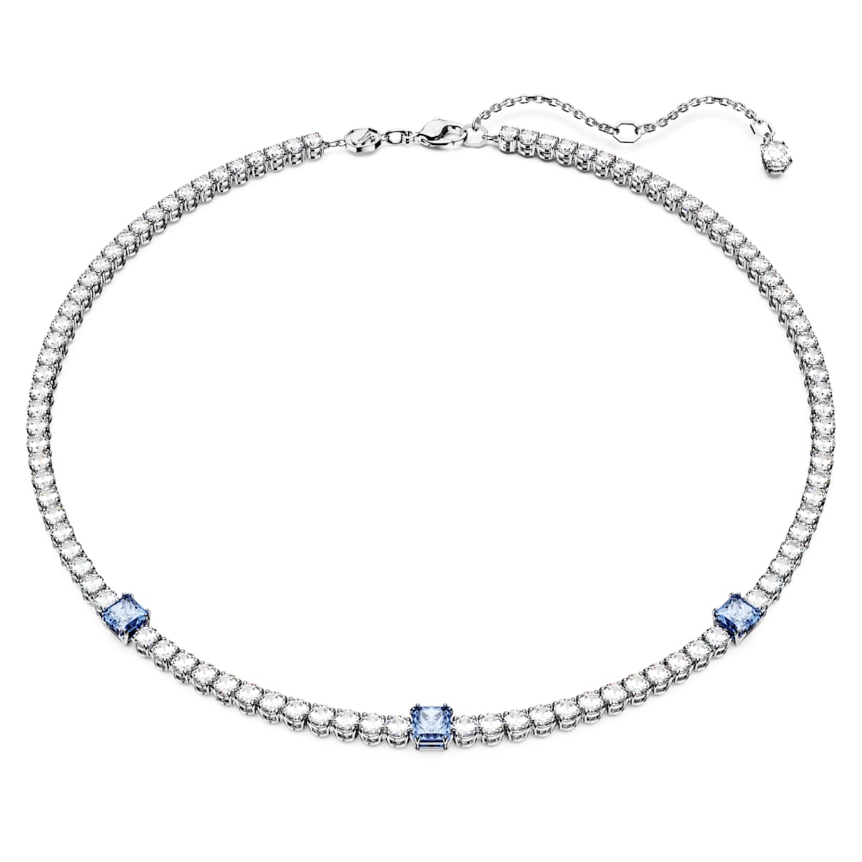 

Matrix Tennis necklace, Mixed cuts, Blue, Rhodium plated