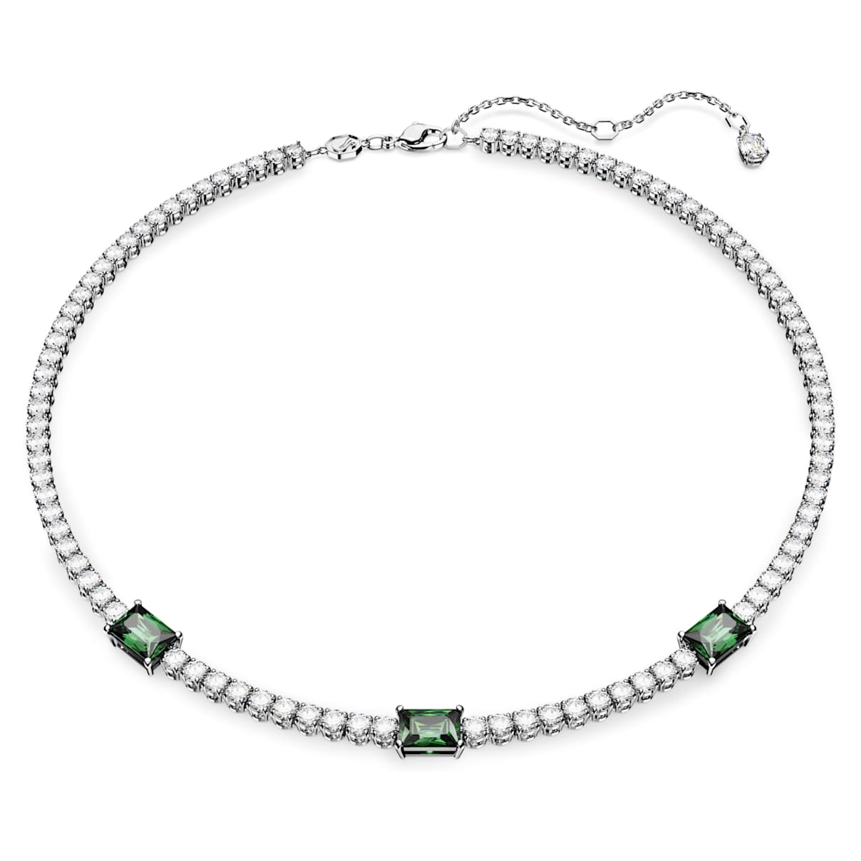 

Matrix Tennis necklace, Mixed cuts, Green, Rhodium plated