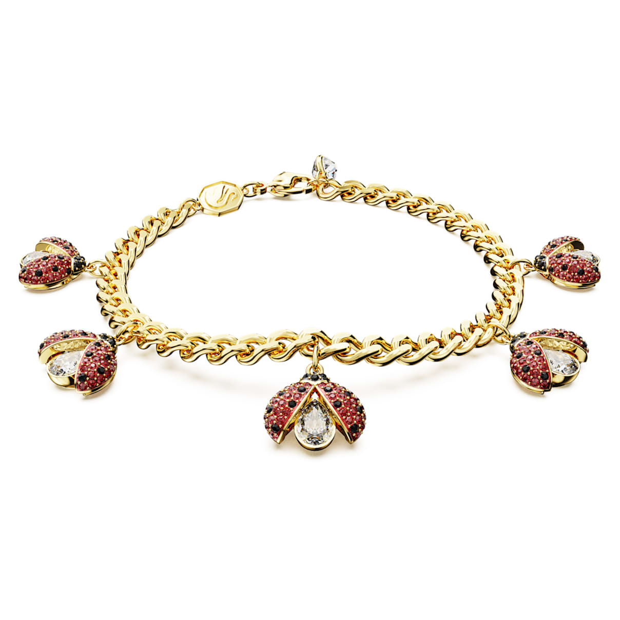 

Pulsera Idyllia, Mariquita, Roja, Baño tono oro