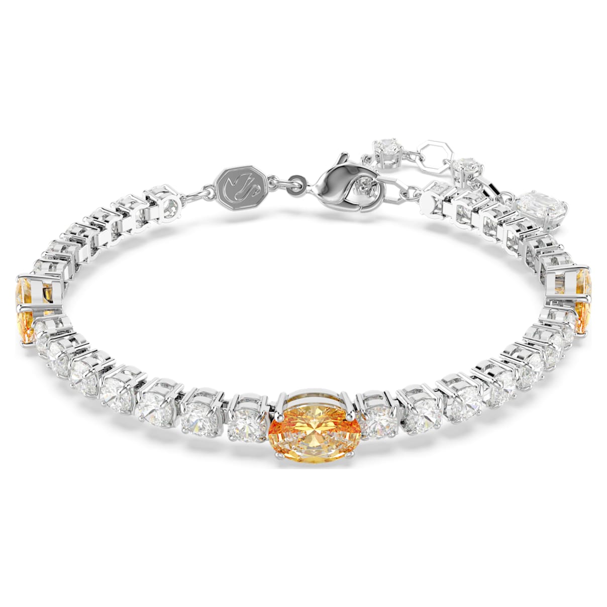 

Matrix Tennis bracelet, Mixed cuts, Yellow, Rhodium plated