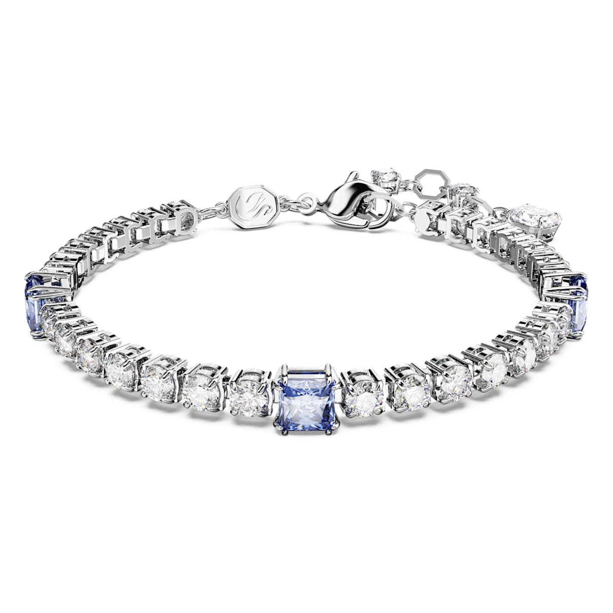 

Matrix Tennis bracelet, Mixed cuts, Blue, Rhodium plated