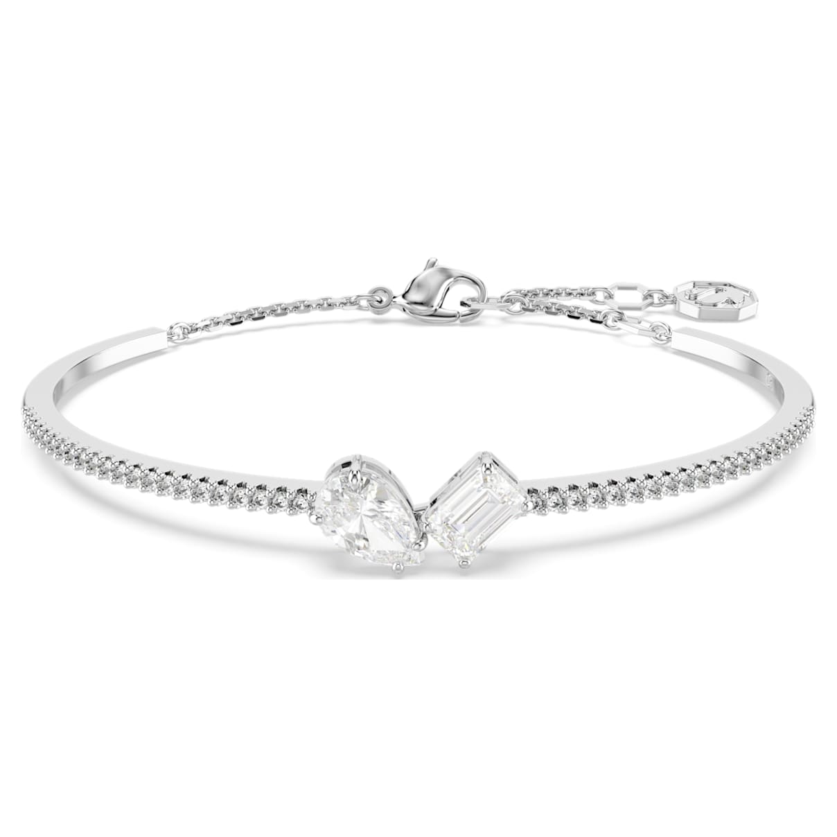 

Mesmera bangle, Mixed cuts, White, Rhodium plated