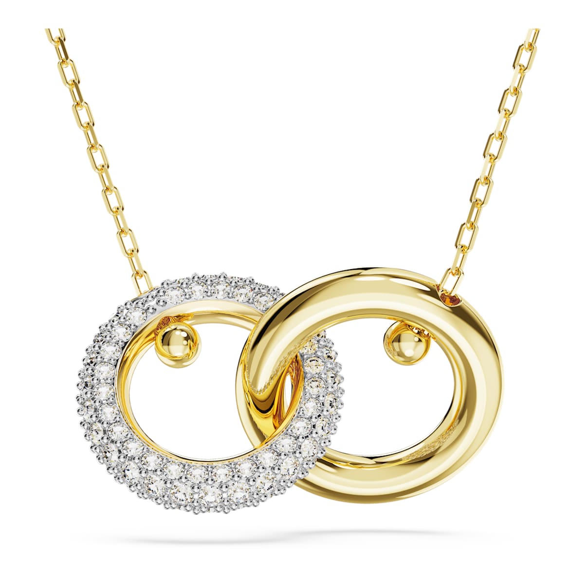 

Dextera pendant, Interlocking loop, White, Gold-tone plated