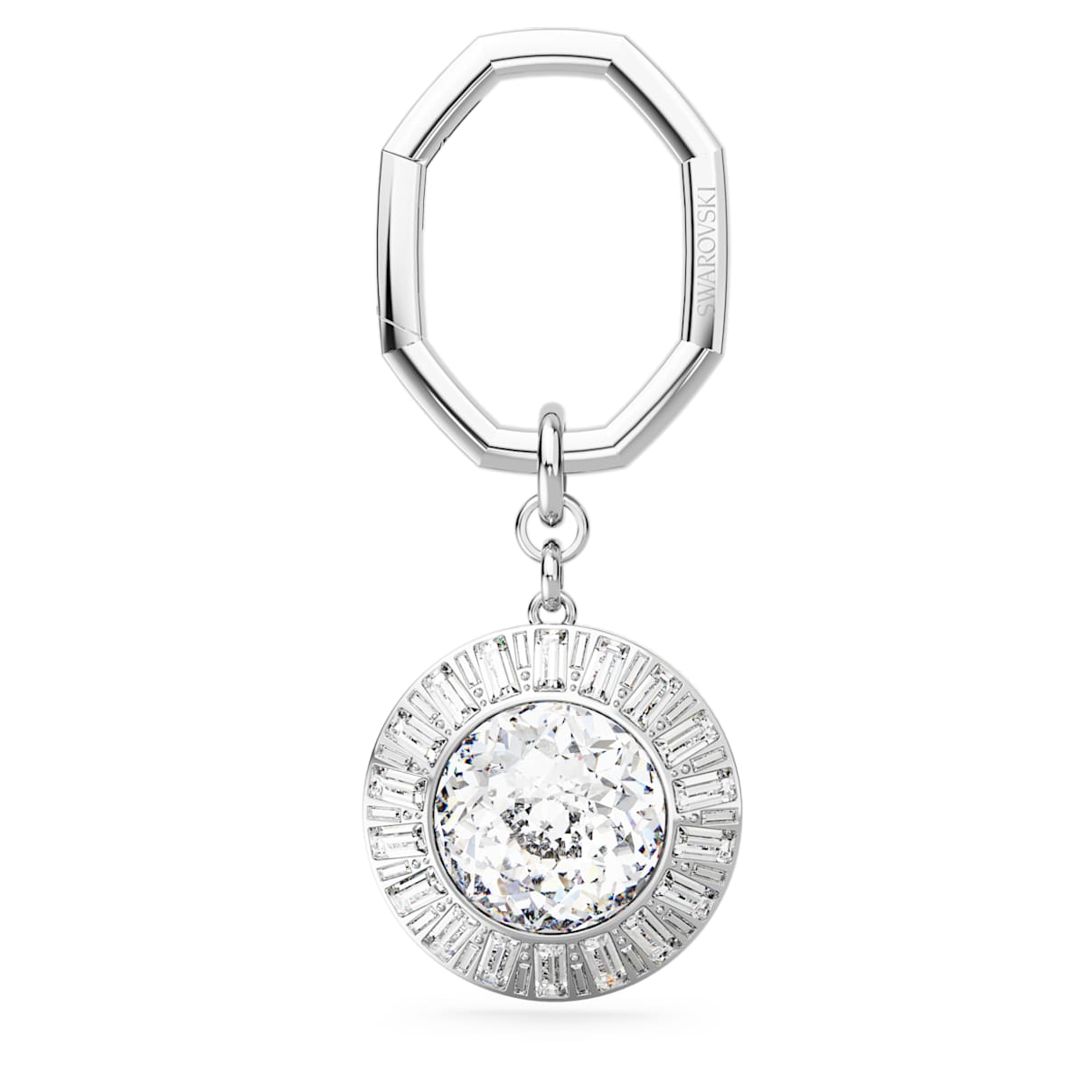 

Key ring, Round cut, White, Rhodium plated