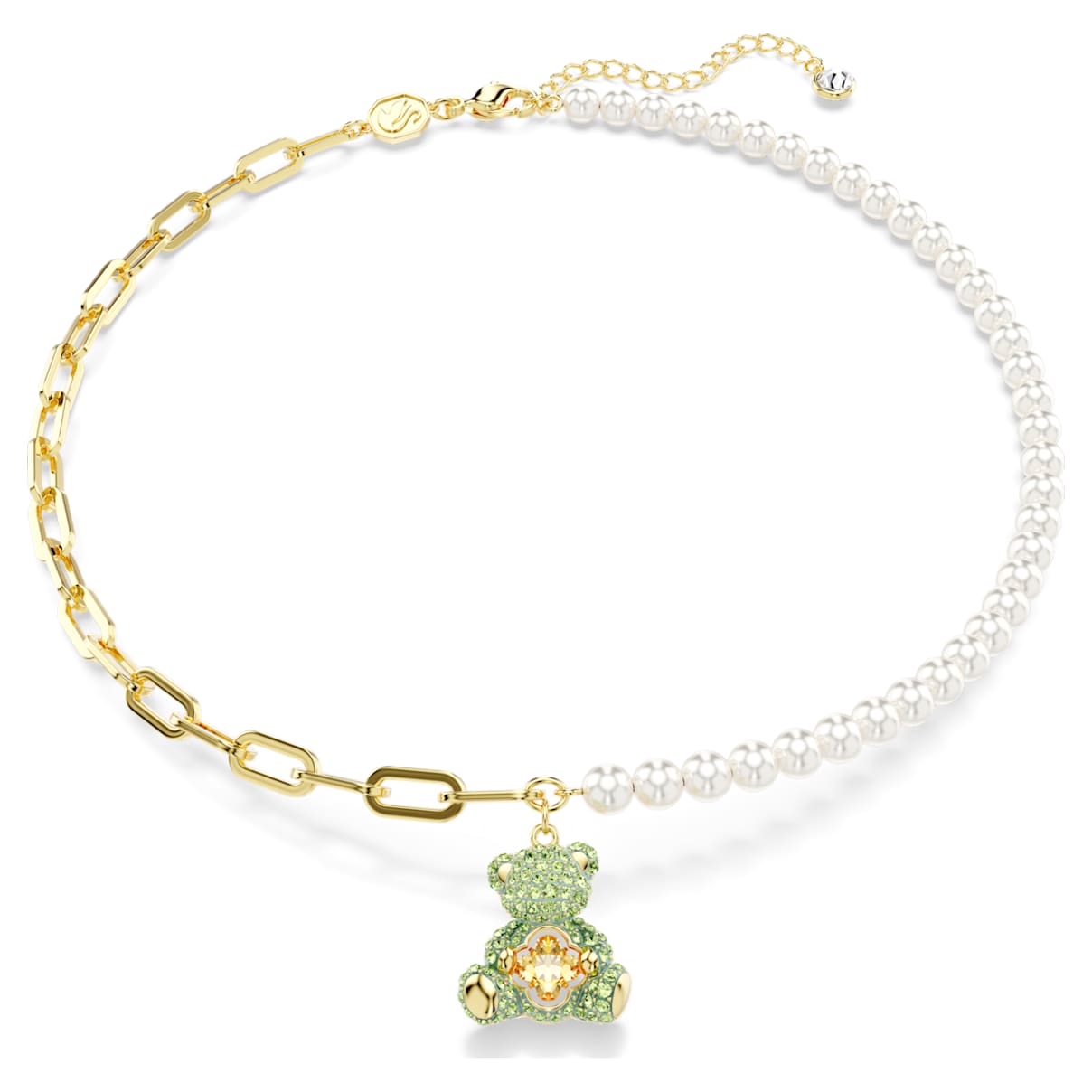 

Teddy pendant, Crystal pearl, Bear, Multicoloured, Gold-tone plated