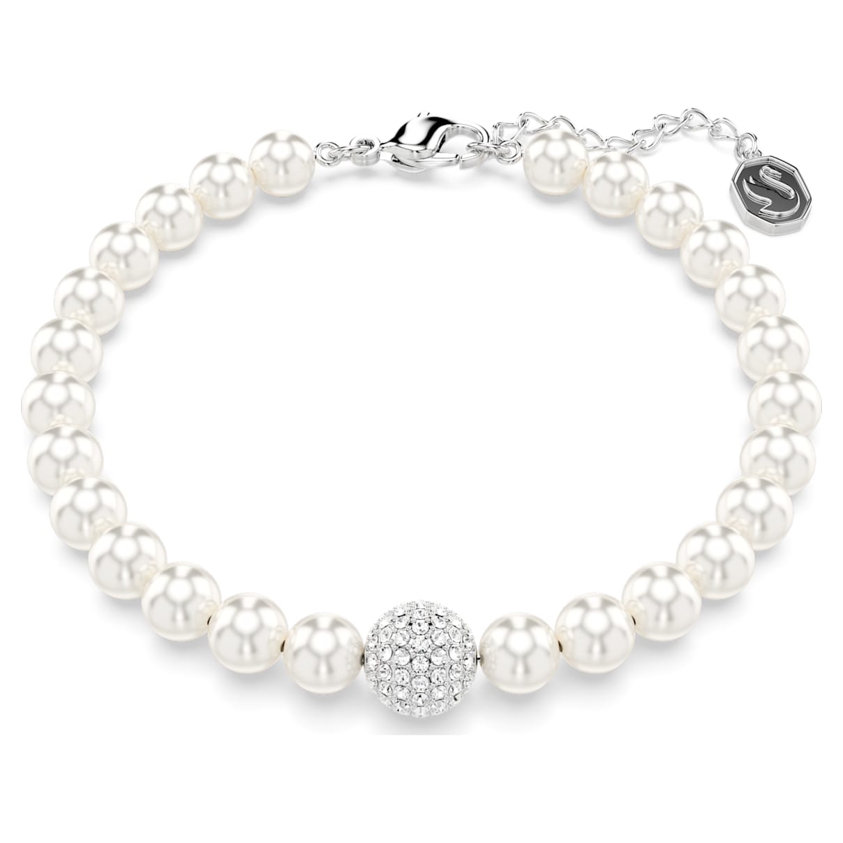 

Swarovski Remix Collection strand, Crystal pearl, White, Rhodium plated