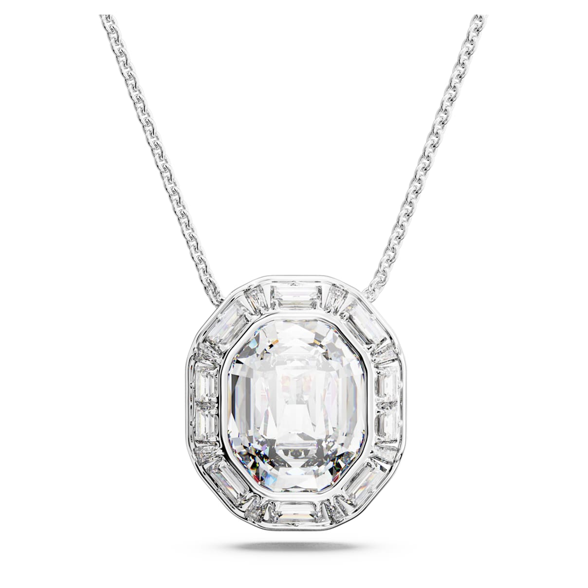 

Mesmera pendant, Octagon cut, Large, White, Rhodium plated