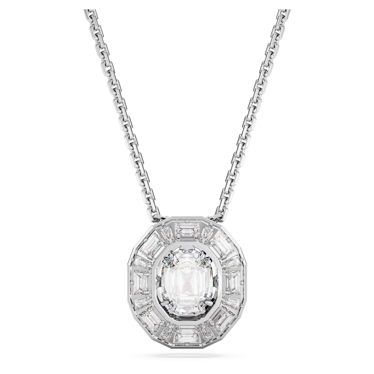 

Mesmera pendant, Octagon cut, Small, White, Rhodium plated