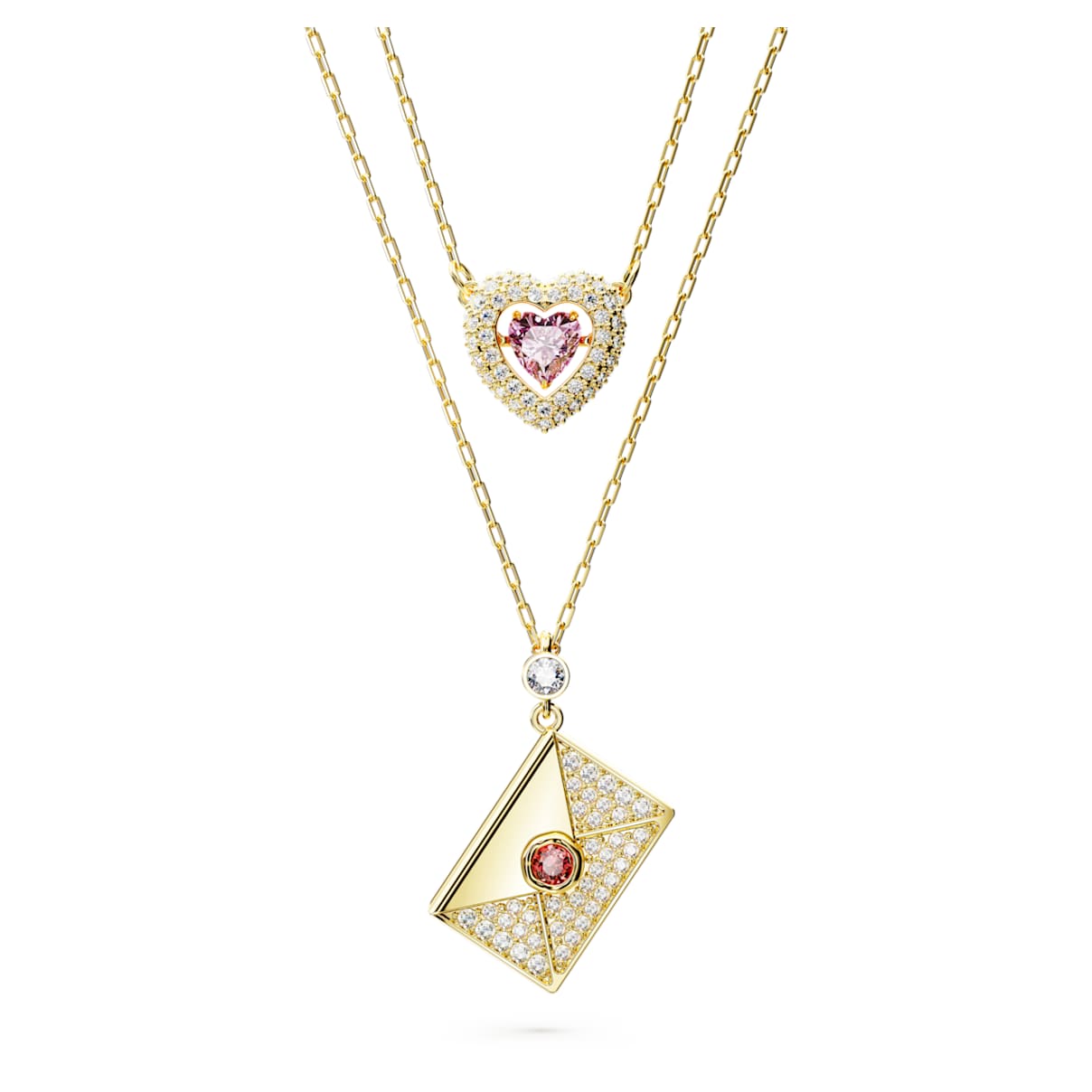 

Letra layered necklace, Love letter and heart, Multicolored, Gold-tone plated