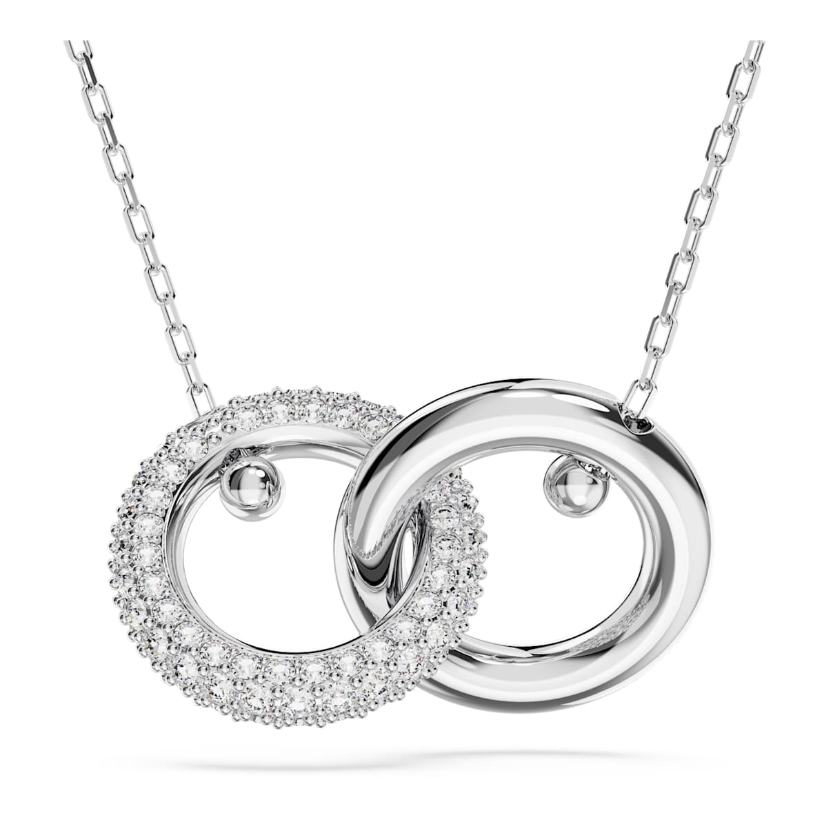 

Dextera pendant, Interlocking loop, White, Rhodium plated