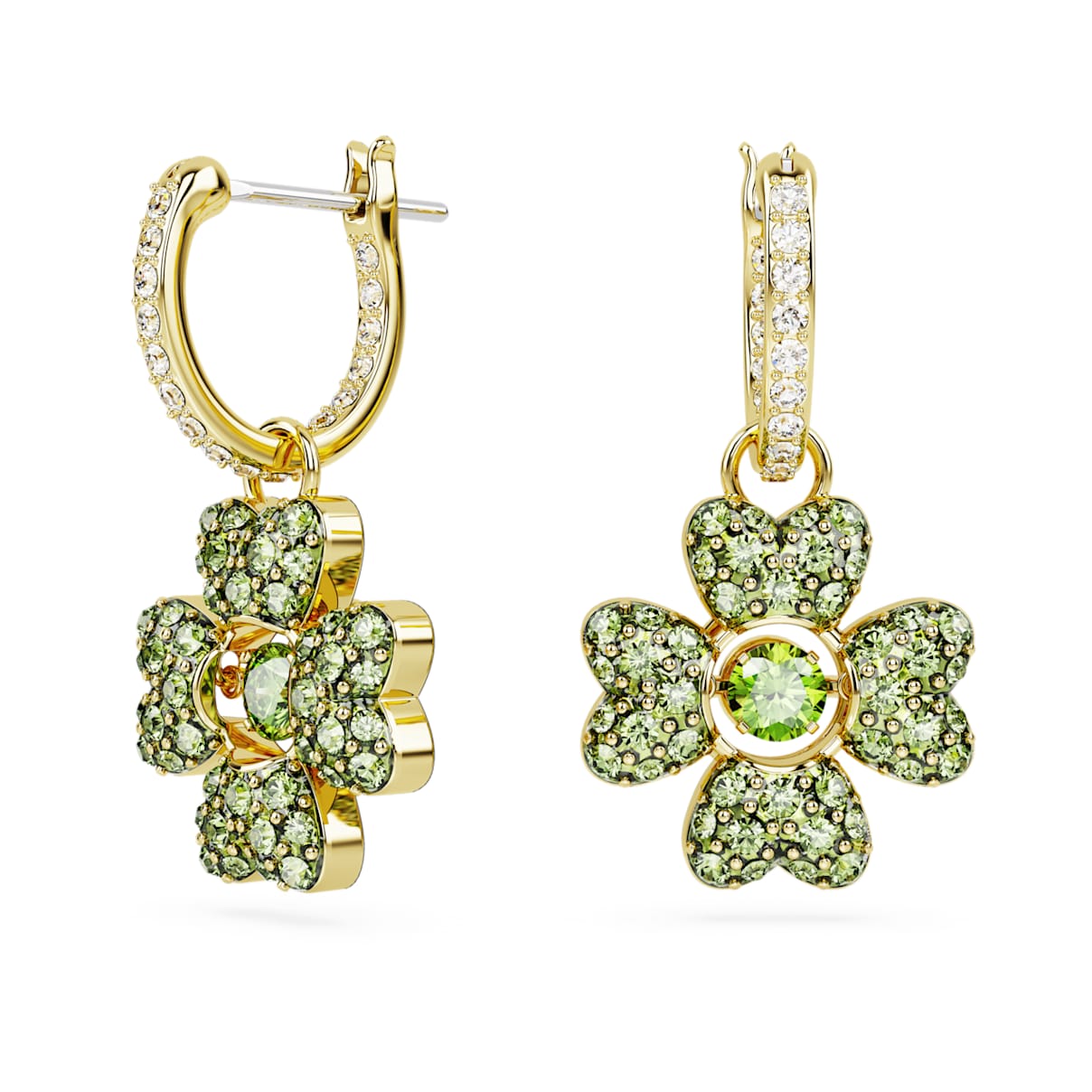 

Idyllia drop earrings, Clover, Green, Gold-tone plated