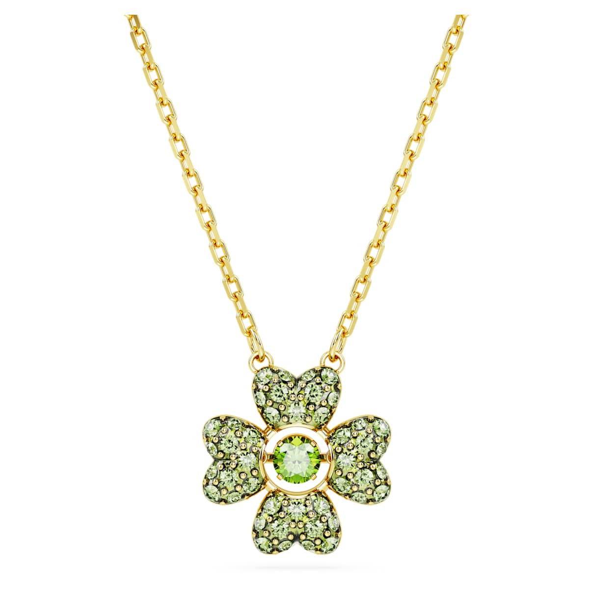 

Idyllia pendant, Clover, Green, Gold-tone plated
