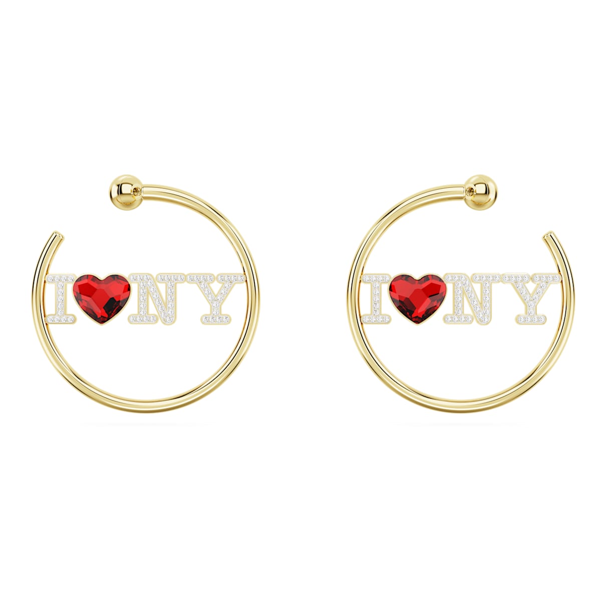 

I LOVE NY hoop earrings, Red, Gold-tone plated