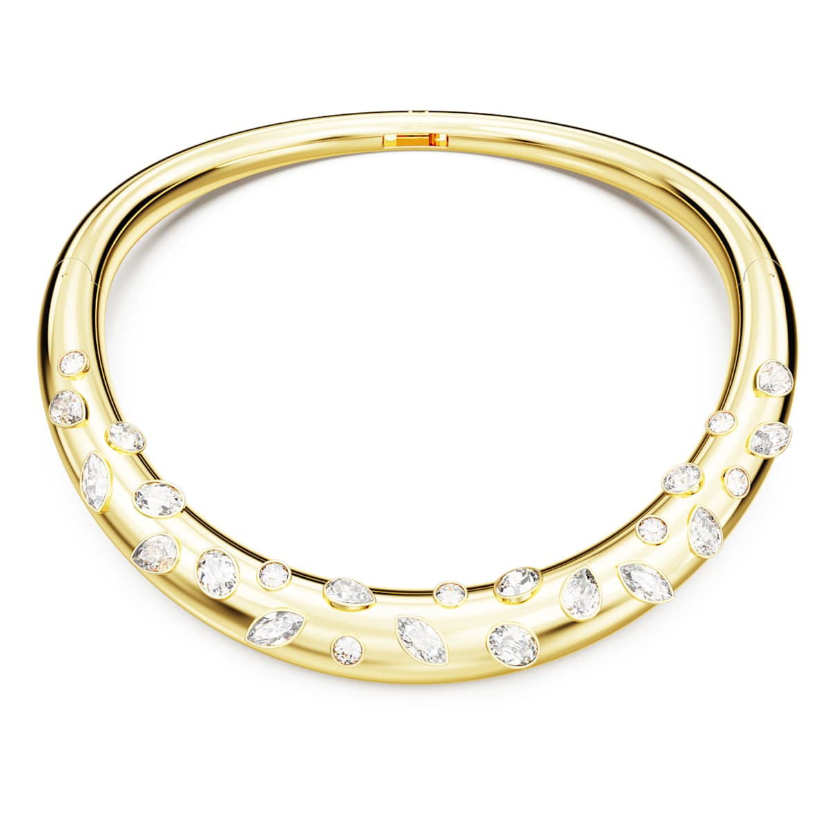 Imber necklace, Mixed cuts, White, Gold-tone plated