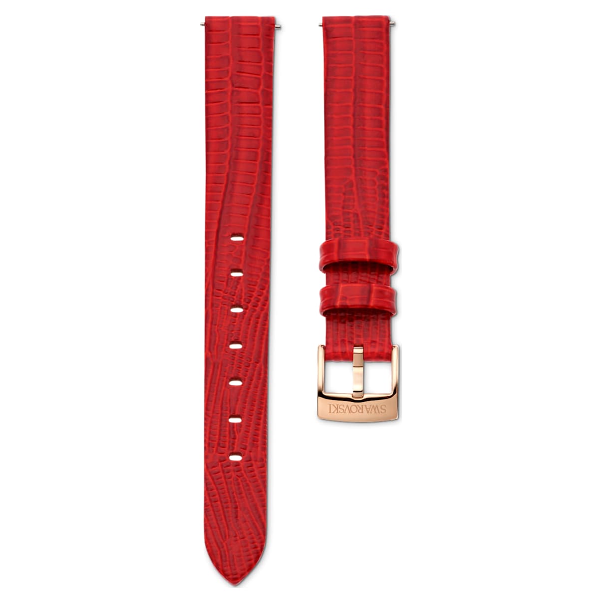 

Watch strap, 13 mm (0.51") width, Leather, Red, Rose gold-tone finish