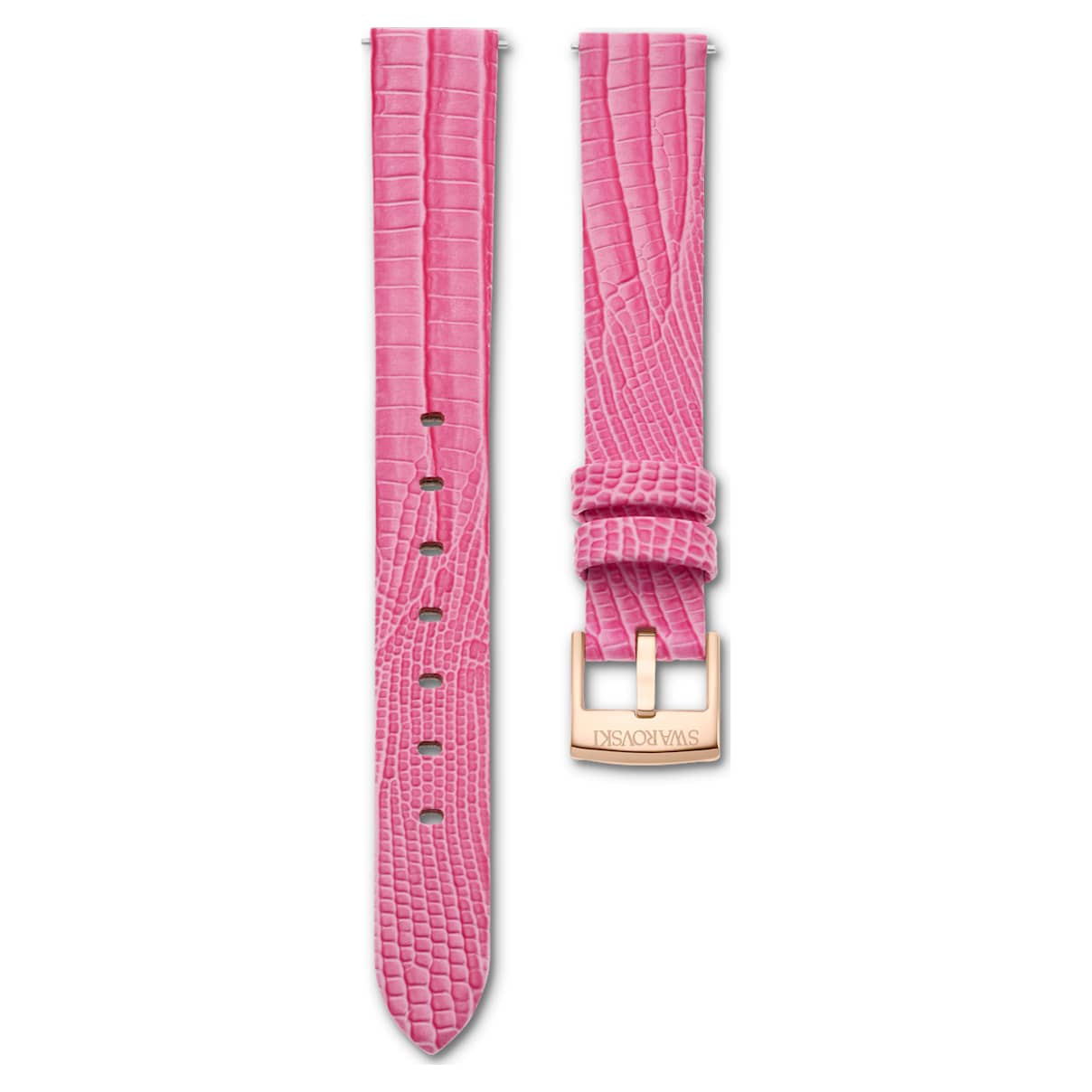 

Watch strap, 13 mm (0.51") width, Leather, Pink, Rose gold-tone finish