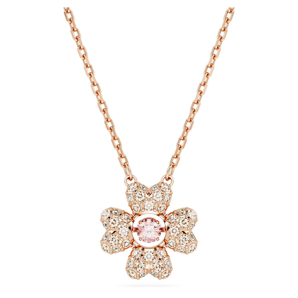 

Pendente Idyllia, Quadrifoglio, Bianco, Placcato color oro rosa