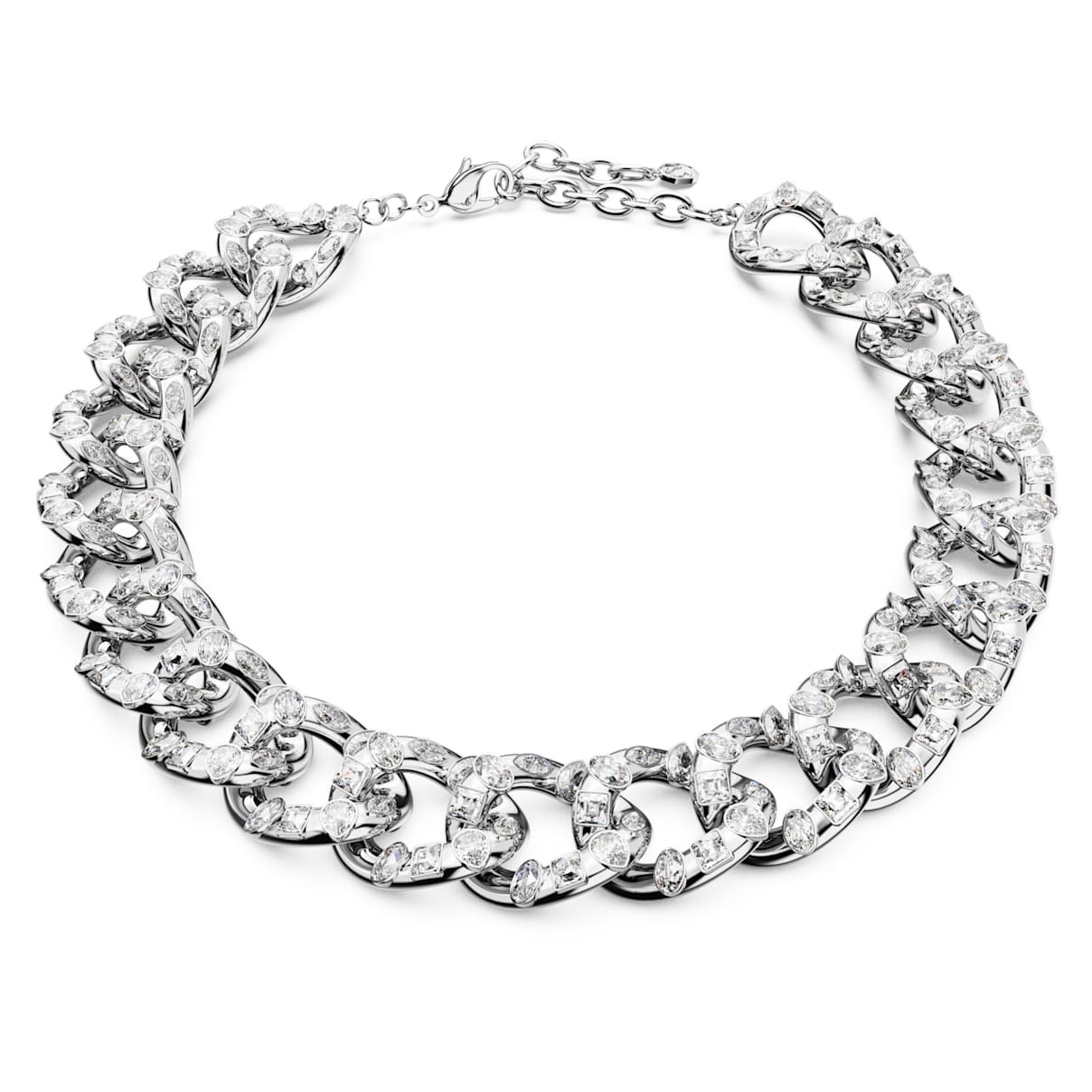 

Imber necklace, Statement, Mixed cuts, Large, White, Rhodium plated
