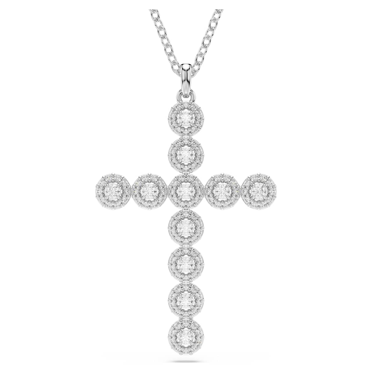 Insigne pendant, Mixed cuts, Cross, White, Rhodium plated