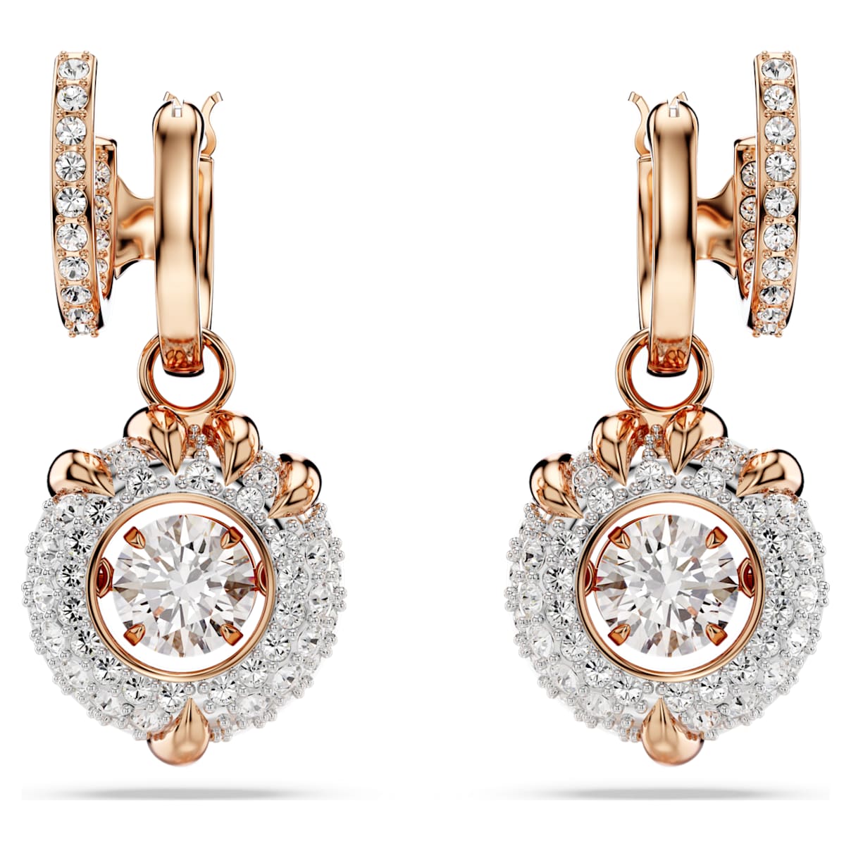 

Dragon & Phoenix drop earrings, Dragon’s claw, White, Rose gold-tone plated