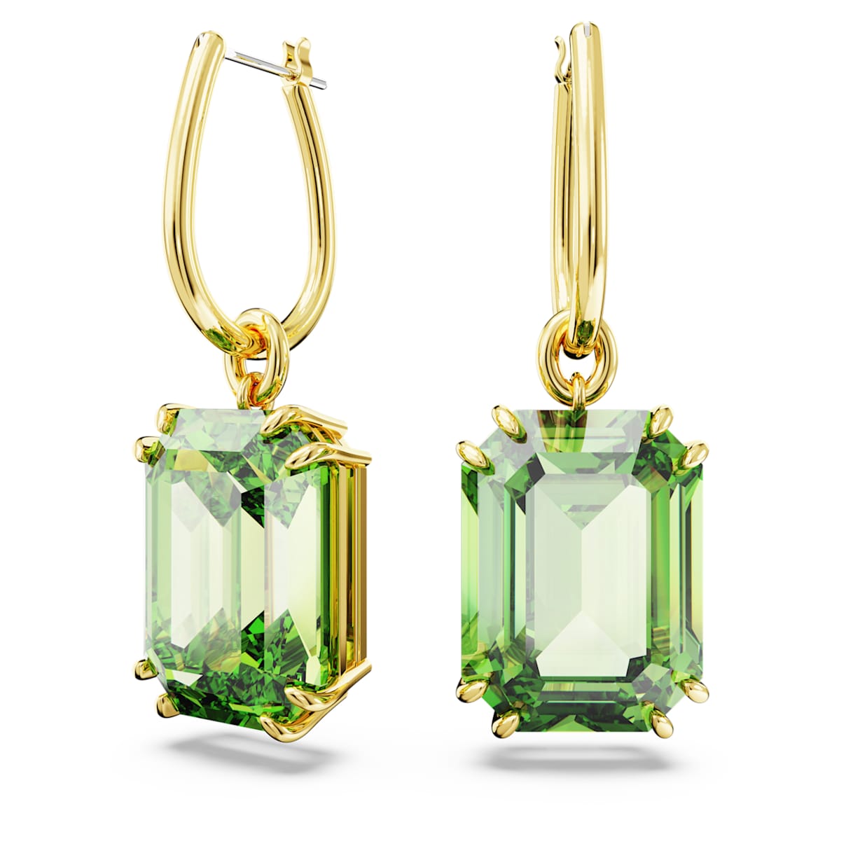 

Pendientes Millenia, Talla octogonal, Verdes, Baño tono oro