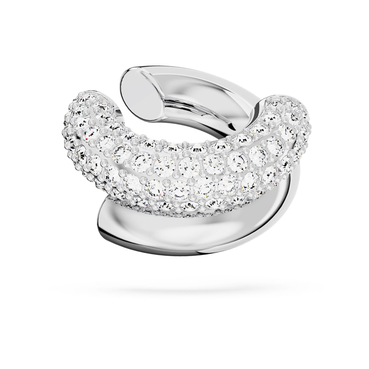 Dextera ear cuff, White, Rhodium plated