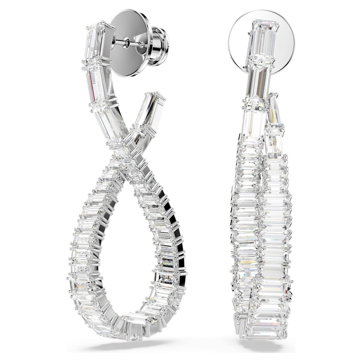 

Hyperbola drop earrings, Infinity, White, Rhodium plated
