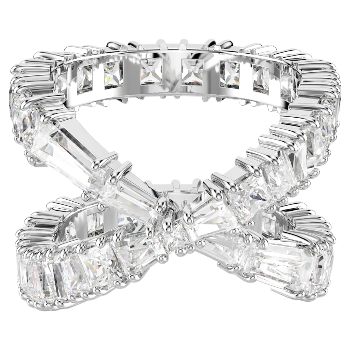 Swarovski Rhodium-plated Square Crystal Infinity Ring In White