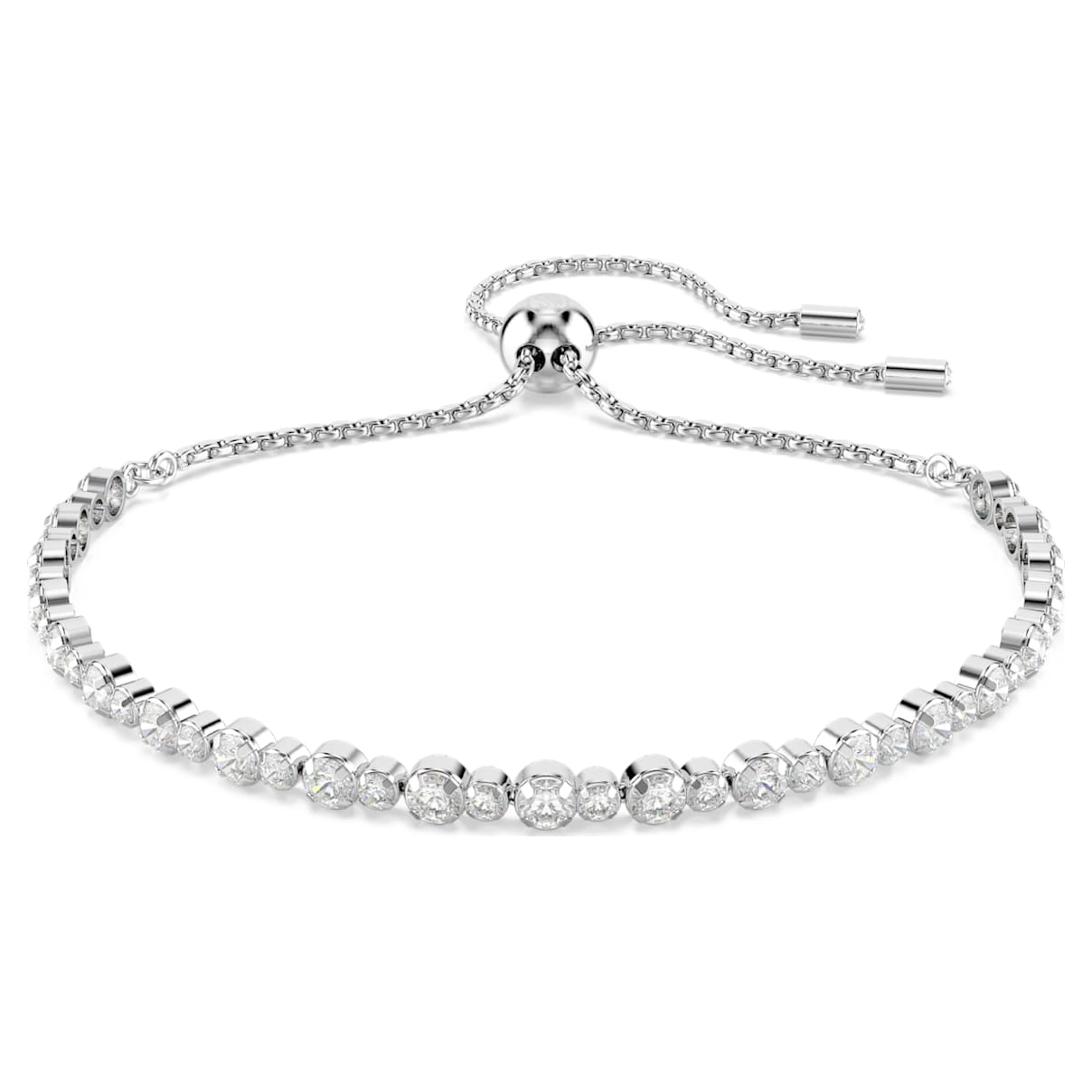 

Matrix Tennis bracelet, Mixed round cuts, White, Rhodium plated