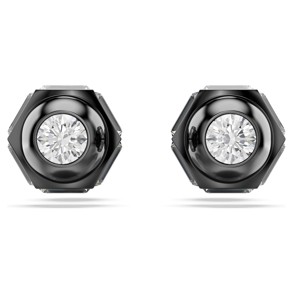 

Numina stud earrings, Round cut, White, Ruthenium plated